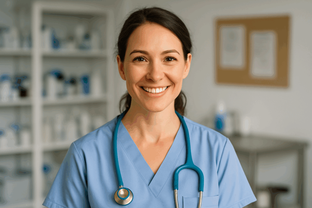 Full-time relief veterinarian working with FlexVet Staffing, enjoying the freedom of flexible schedules, fair compensation, and the opportunity to love veterinary medicine again. The image depicts a veterinarian on the job, representing the balance and support provided by FlexVet Staffing.