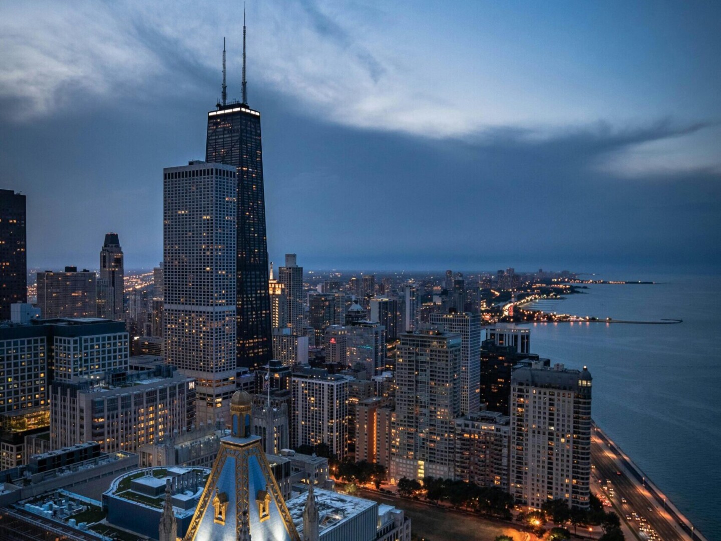 Michigan City, IN downtown streets, a great place for relief vet jobs, with cafes and clinics near Lake Michigan.