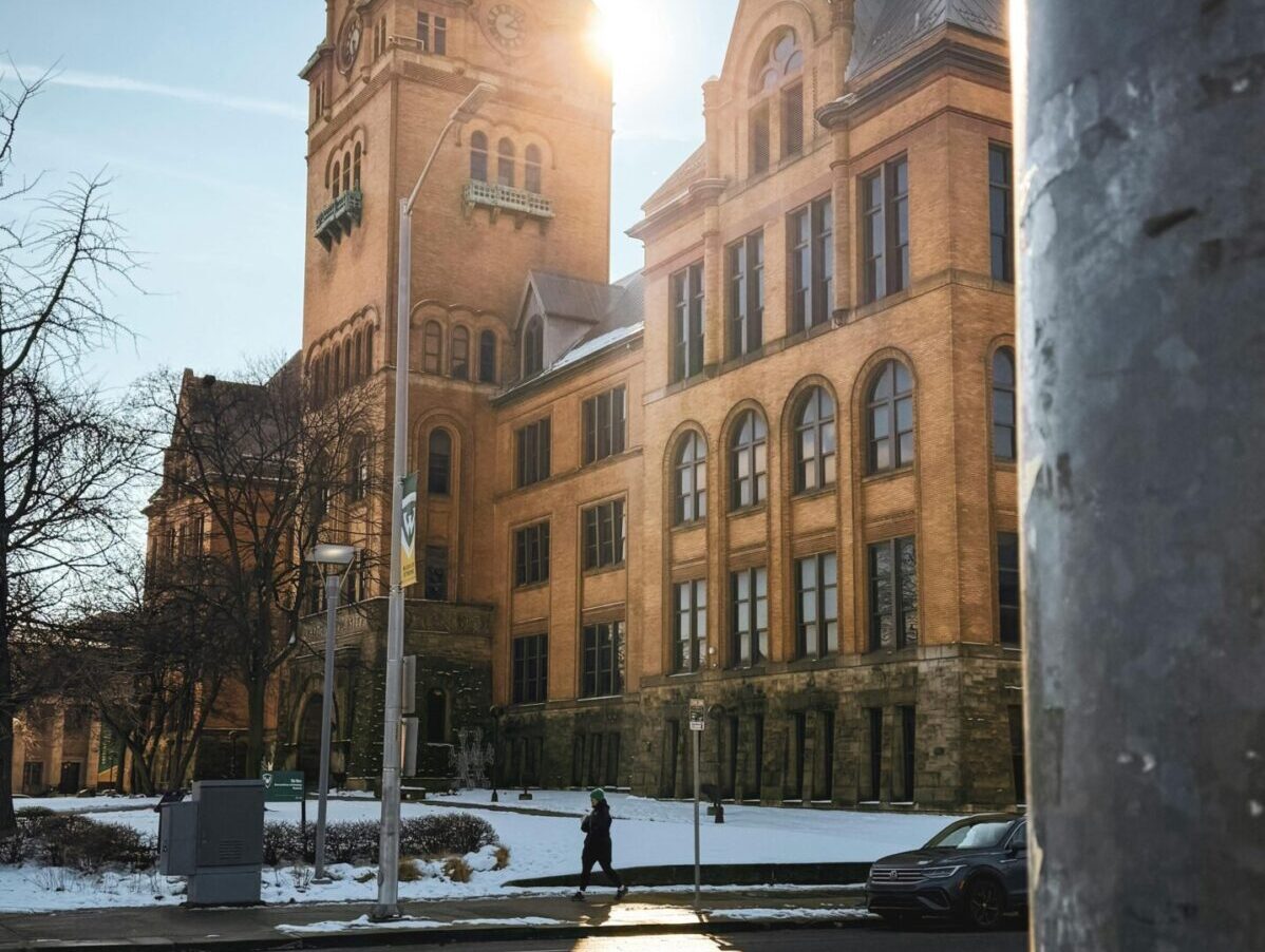Michigan City, IN downtown streets, a great place for relief vet jobs, with cafes and clinics near Lake Michigan.
